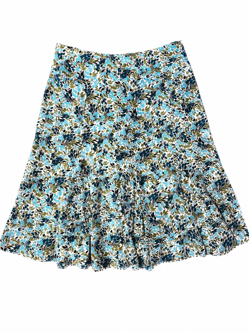 Vintage Odille Anthropologie Silk Floral Ruffle Skirt Size 4 Y2K